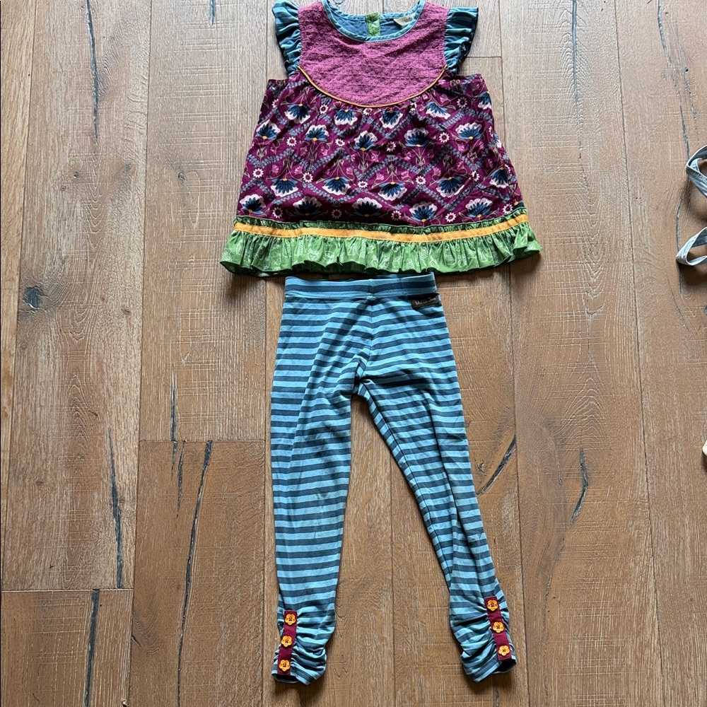 Matilda Jane Floral Top and Striped Leggings Set